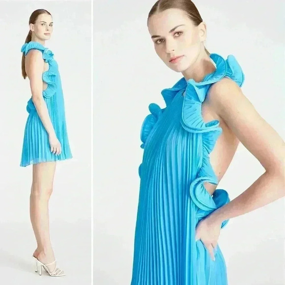 AMUR Blue Ruffle Dress - Picture 2 of 9